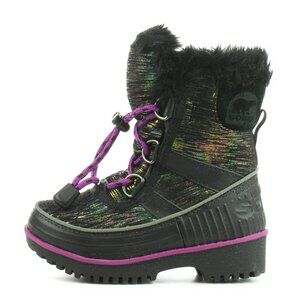 SOREL Tivoli II Children's Boots Black Metallic Warm Waterproof Fleece - Size 8